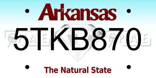 5TKB870 Arkansas License Plate