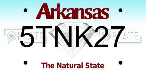 5TNK27 Arkansas License Plate