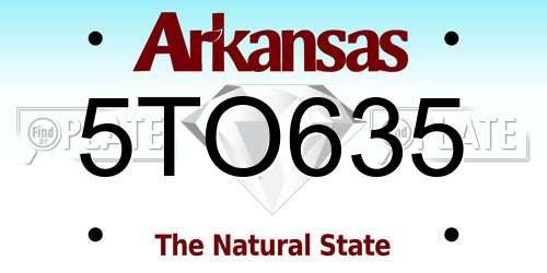 5TO635 Arkansas License Plate