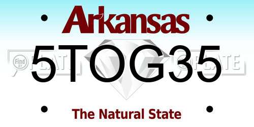 5TOG35 Arkansas License Plate
