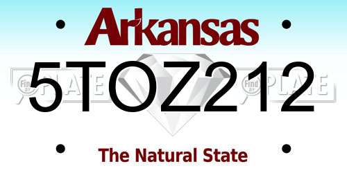 5TOZ212 Arkansas License Plate