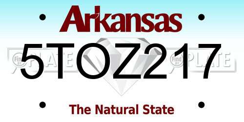5TOZ217 Arkansas License Plate