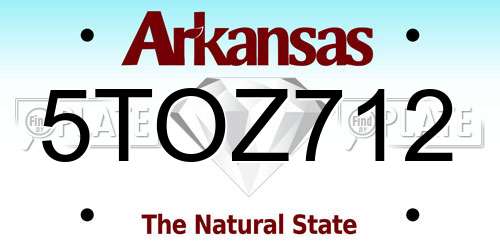 5TOZ712 Arkansas License Plate