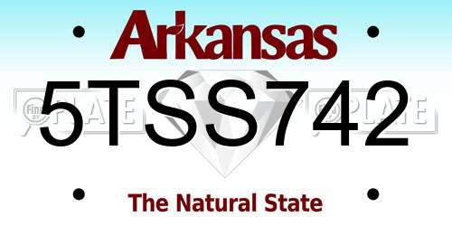 5TSS742 Arkansas License Plate