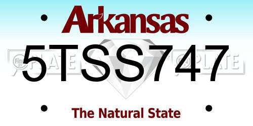 5TSS747 Arkansas License Plate