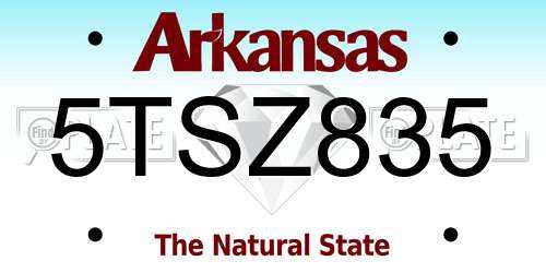 5TSZ835 Arkansas License Plate