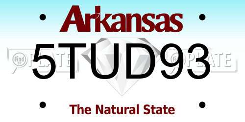5TUD93 Arkansas License Plate
