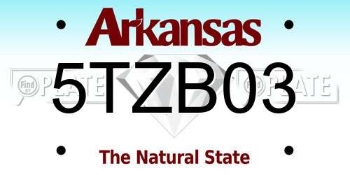 5TZB03 Arkansas License Plate