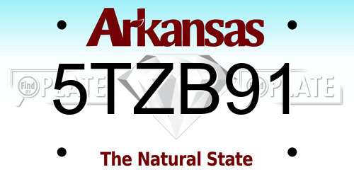5TZB91 Arkansas License Plate