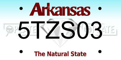 5TZS03 Arkansas License Plate