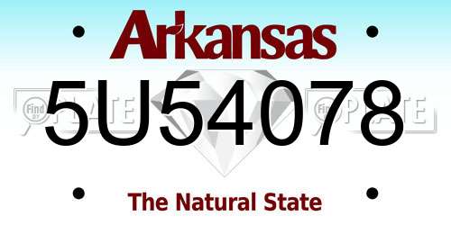 5U54078 Arkansas License Plate