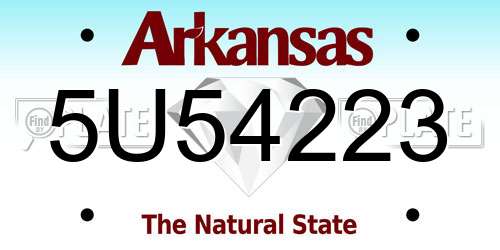 5U54223 Arkansas License Plate
