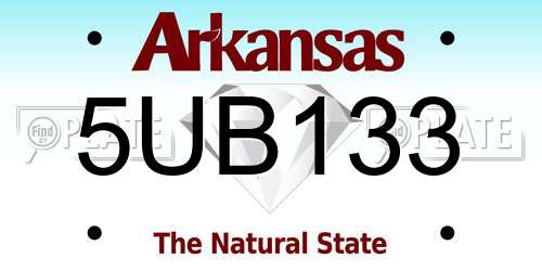 5UB133 Arkansas License Plate