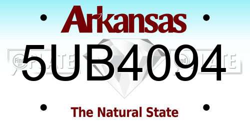 5UB4094 Arkansas License Plate