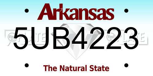5UB4223 Arkansas License Plate