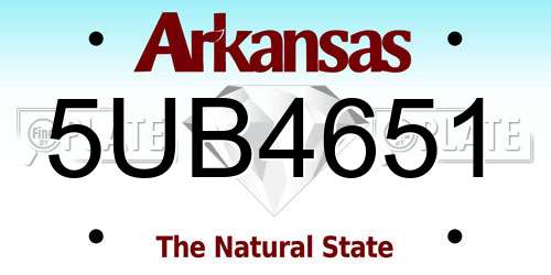 5UB4651 Arkansas License Plate