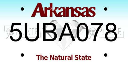 5UBA078 Arkansas License Plate