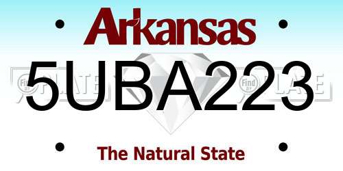 5UBA223 Arkansas License Plate