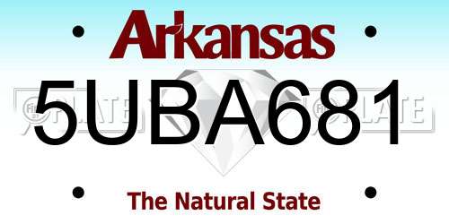 5UBA681 Arkansas License Plate