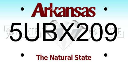 5UBX209 Arkansas License Plate