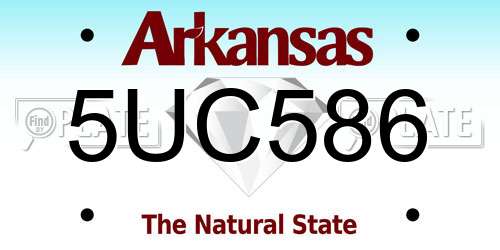 5UC586 Arkansas License Plate