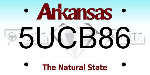 5UCB86 Arkansas License Plate