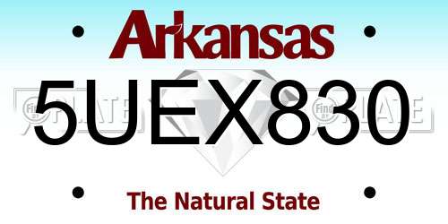 5UEX830 Arkansas License Plate