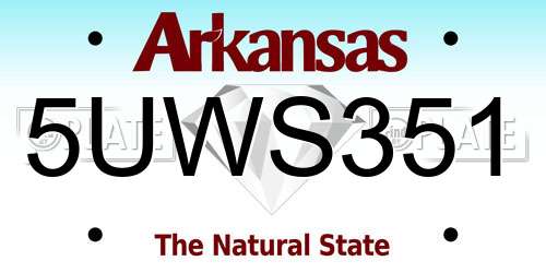 5UWS351 Arkansas License Plate