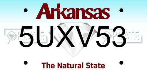 5UXV53 Arkansas License Plate