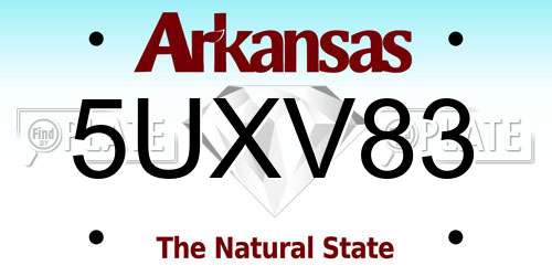 5UXV83 Arkansas License Plate