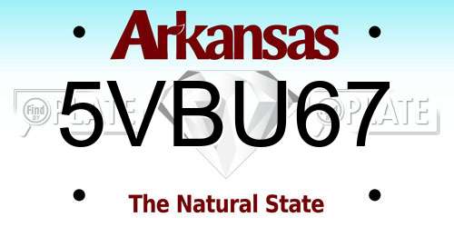 5VBU67 Arkansas License Plate