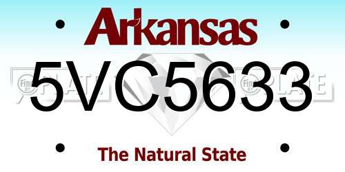 5VC5633 Arkansas License Plate