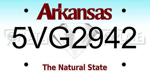 5VG2942 Arkansas License Plate