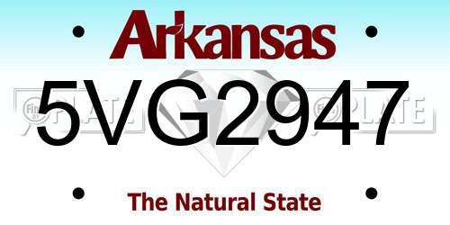 5VG2947 Arkansas License Plate
