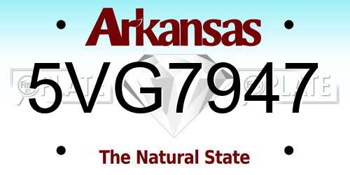 5VG7947 Arkansas License Plate