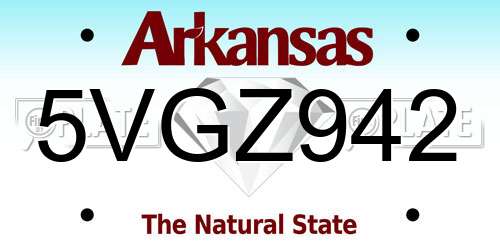 5VGZ942 Arkansas License Plate