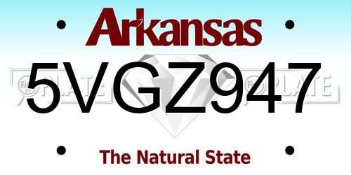 5VGZ947 Arkansas License Plate