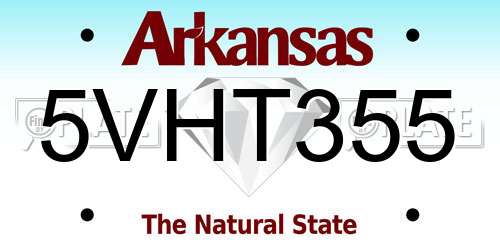 5VHT355 Arkansas License Plate