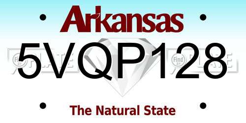 5VQP128 Arkansas License Plate