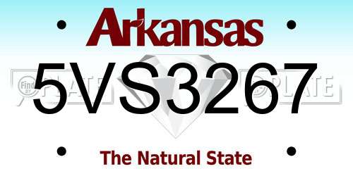5VS3267 Arkansas License Plate