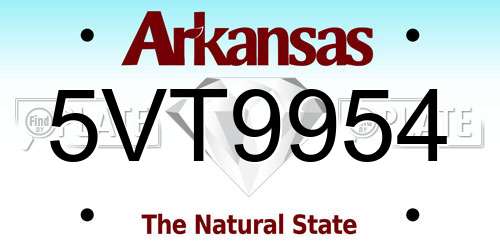 5VT9954 Arkansas License Plate