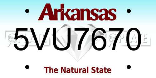 5VU7670 Arkansas License Plate