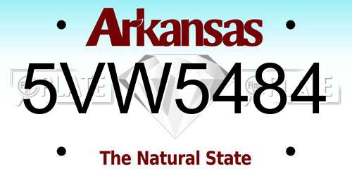 5VW5484 Arkansas License Plate