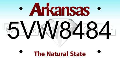 5VW8484 Arkansas License Plate