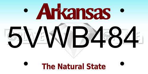 5VWB484 Arkansas License Plate