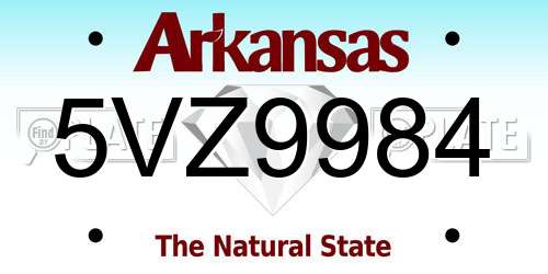 5VZ9984 Arkansas License Plate