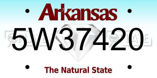 5W37420 Arkansas License Plate