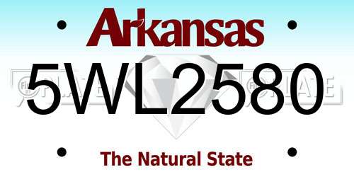 5WL2580 Arkansas License Plate