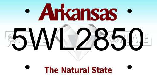5WL2850 Arkansas License Plate
