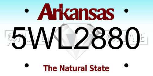 5WL2880 Arkansas License Plate